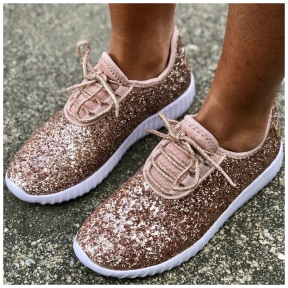 ROSE GOLD | Lightweight glitter fashion sneakers - Picture 3 of 4